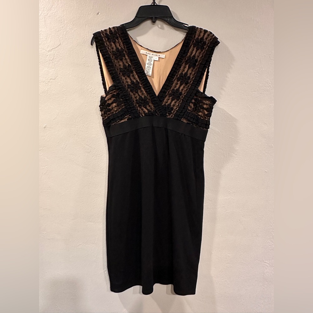 Max Studio Black and Cream Lace Dress